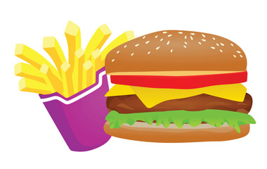 Fast food set, vector illustration	