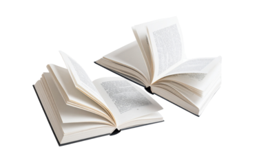 Two Flying Books with Motion Blur Effect, isolated on a transparent background