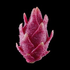 Vibrant Pink Flower with Dew on Black Background