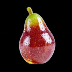Fresh and Juicy Pear Close-Up on Black Background with Water Droplets