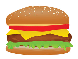 Burger on white background, realistic vector	