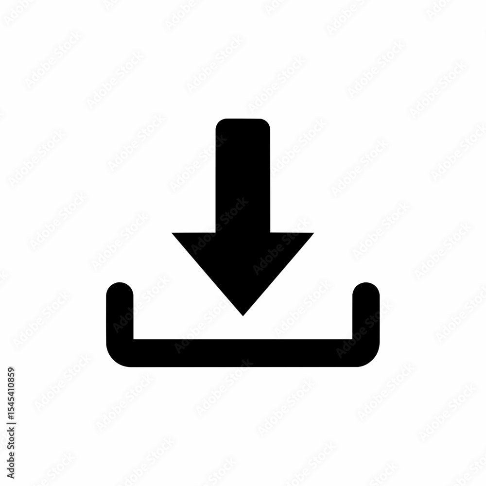 Poster this high-quality vector graphic features a solid black minimalist download icon with a thick downwa