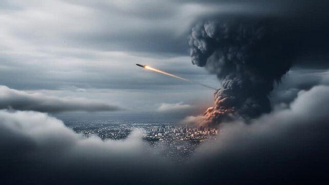 Aerial city firestorm
