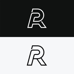 letter Pr or Rp initial minimal abstract alphabet logo