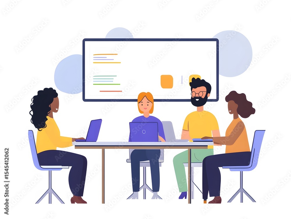Aufkleber a diverse group of professionals collaborates in a modern office setting, engaged in a brainstorming