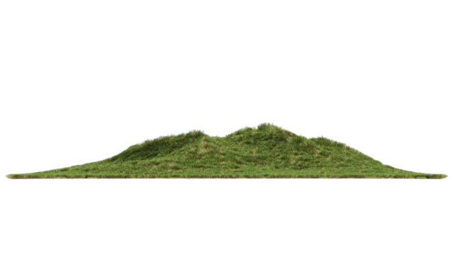 Landscape with grass isolated, no background 