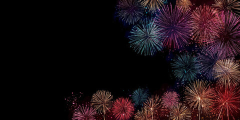 Panoramic View of a Fireworks Display Celebrating the 4th of July
