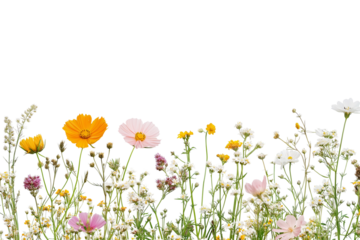 Dainty Wildflower Border Isolated on Transparent Background