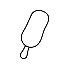 Outline drawing of a popsicle with a rounded rectangular shape and a small stick at the bottom end