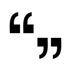 Two pairs of quotation marks displayed in black on a white background in a simple graphic style