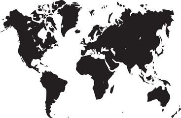 World map illustration on a black background showing continents and countries