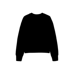 A simple black long sleeved sweatshirt is displayed on a white background in a studio setting view