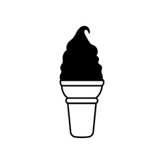 Illustration of a black ice cream cone with a white cone, simple and clean design on a white background