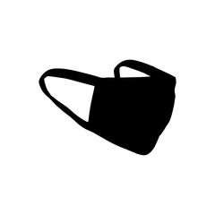 Isolated black face mask with ear loops offering protection and covering the nose and mouth area well