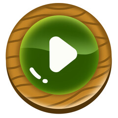 Green play button icon, on transparent background.	
