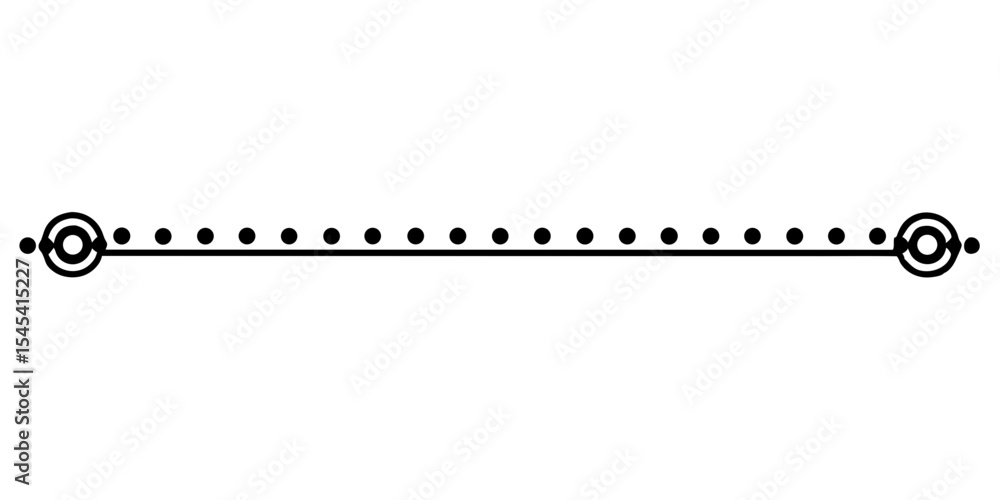 Poster thin line divider with circles and dots for typography design, isolated vector image for postcard de