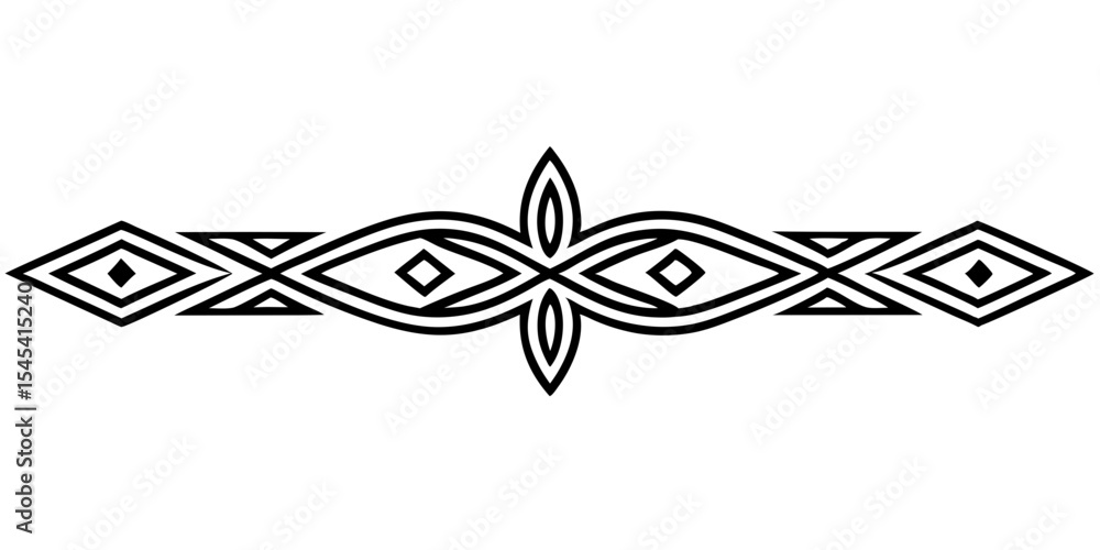 Poster isolated vector image of text separator with ethnic linear symmetry, for postcard design and typogra