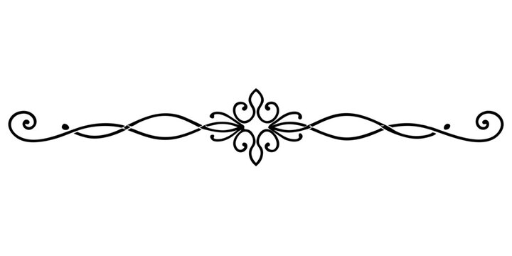 Ornamental divider in thin line style for postcard and typography design, isolated vector image, transparent background  