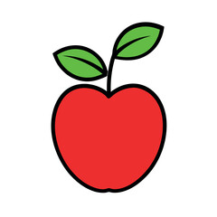 Minimal colorful vector line art of an apple with a single leaf. Ideal for food design, healthy eating, fruit icons, organic labels, and clean minimalist illustrations.