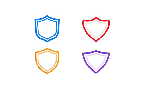 Colorful shield icons vector set on a white background