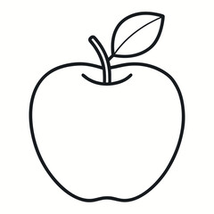 Minimal line art vector of an apple with a single leaf. Perfect for food icons, nutrition apps, healthy eating designs, organic branding, and minimalist fruit illustrations.