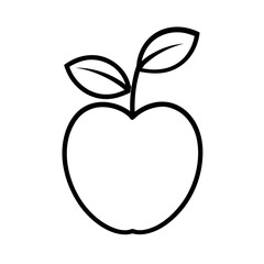 Minimal line art vector of an apple with a double leaf. Perfect for food icons, nutrition apps, healthy eating designs, organic branding, and minimalist fruit illustrations.