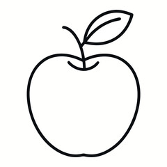 Minimal line art vector of an apple with a single leaf. Perfect for food icons, nutrition apps, healthy eating designs, organic branding, and minimalist fruit illustrations.