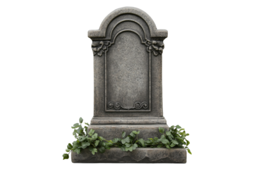 Isolated Tombstone for Tribute or Funeral Design on White