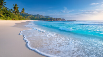 Obraz premium Tranquil Tropical Beach with White Sand and Clear Water