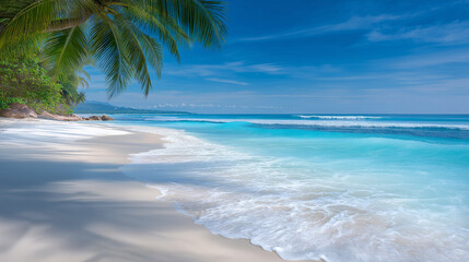 Tropical beach landscape with white sand and clear water