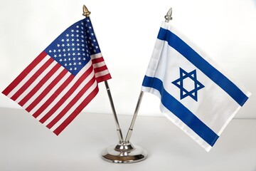 USA flag and Israel flag on a white background