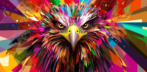 The American Eagle is illustrated in Pop art style with vibrant colors and bold lines, available as stock