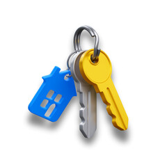 3D Render Key Icon – Realistic Security Access Symbol, Digital Password Lock Illustration
