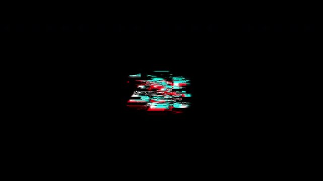 30 second countdown glitch animation with black background, 4k video
