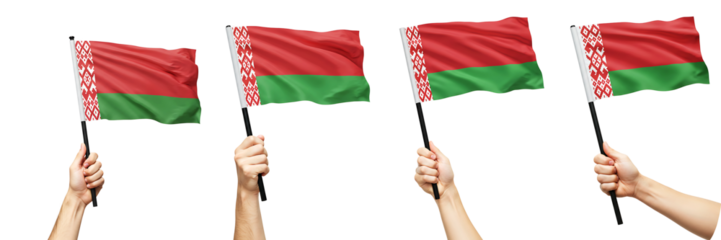 Belarus Flag Hand Waving On Isolated Transparent Background

