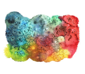 Vibrant hand drawn watercolor texture on white background. Perfect for digital design, backgrounds, invitations, and artistic projects. High-resolution, colorful, and unique splatter style.