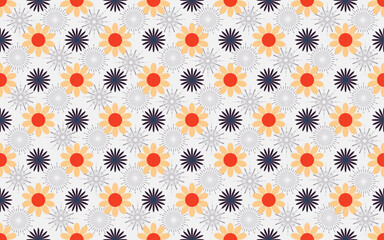 Floral fabric seamless pattern daisy decorative summer creative colorful vector texture textile print cute feminine spring flower garden vintage retro beautiful