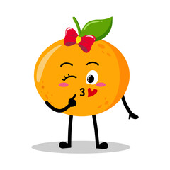 Cute Hand Drawn Flirty orange Blowing A Kiss