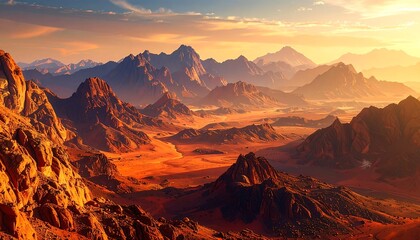 Obraz premium Desert mountain range sunset vista.