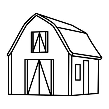 Simple Barn Line Drawing for Farm Logo, Agriculture Poster, Educational Coloring Page, and Organic Product Packaging