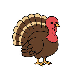 Cartoon turkey with colorful feathers in a playful design  