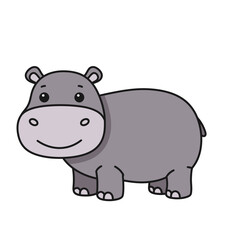 Obraz premium Cartoon hippo character smiling in a simple style 