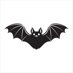 bat silhouette vector on white background. Halloween bat icon 