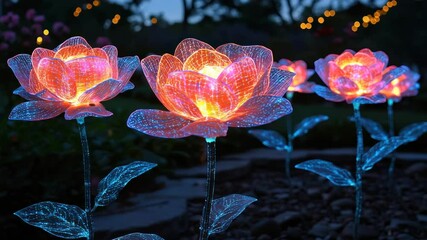 Illuminated flower garden art - Powered by Adobe