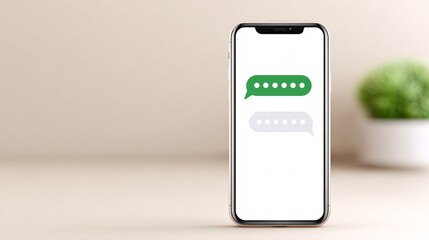 Mobile smartphone displaying messaging interface with chat bubbles