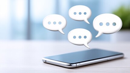 Smartphone with Messaging Icons on a Table