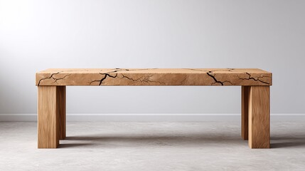 Stylish Wood Table with Cracked Surface Design