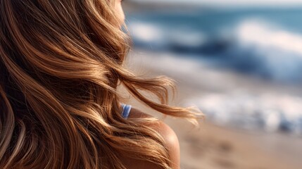 Young Woman Enjoying Beach Waves on a Sunny Day