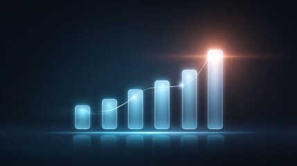 Abstract glowing graph showing growth in a dark background