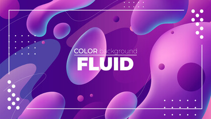 Futuristic Abstract Geometric Liquid Gradient Background with 3D Shapes and Fluid Blobs in Vibrant Purple, Blue, and Pink Tones for Modern Design Projects